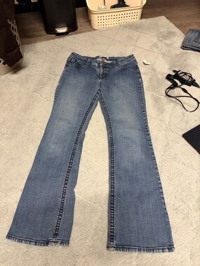 Low Rise ish Lee Womens Light Blue Flared Wide Leg Jeansr